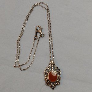 🎬Vintage🎬 Sterling Silver Carnelian Necklace